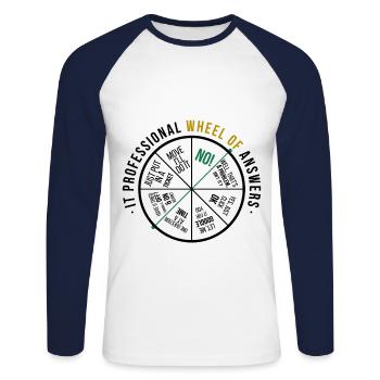 IL répond drôle - T-shirt baseball manches longues Homme - blanc/marine - Devant - Nik (191cm)