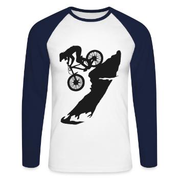 Mountain bike downhill - Unisex Long Sleeve Baseball T-Shirt - white/navy - Front - Nik (191cm)