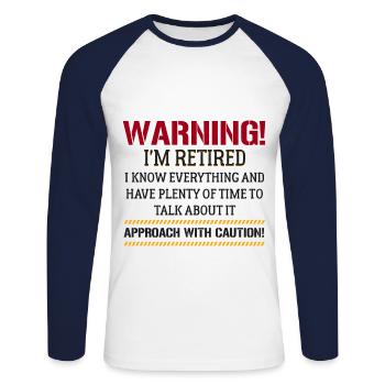 Warnung Ich Bin Rentner Lustig - Unisex Baseballshirt langarm - Weiß/Navy - Vorne - Nik (191cm)