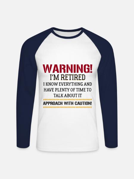 Warnung Ich Bin Rentner Lustig - Unisex Baseballshirt langarm - Weiß/Navy