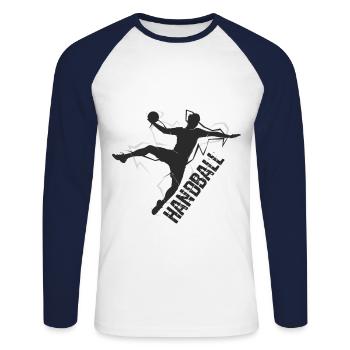 joueur de handball - T-shirt baseball manches longues Homme - blanc/marine - Devant - Nik (191cm)