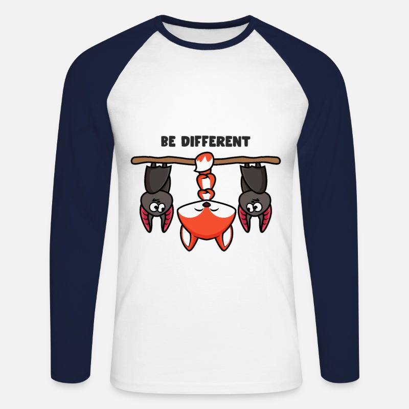 Sei Anders Fuchs - Unisex Baseballshirt langarm - Weiß/Navy