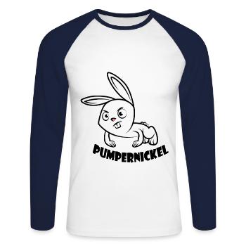 Pumpernickel Fitness Liegestütze Workout - Unisex Baseballshirt langarm - Weiß/Navy - Vorne - Nik (191cm)
