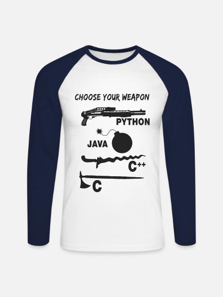 Programmer Choose your programming language - Unisex Long Sleeve Baseball T-Shirt - white/navy