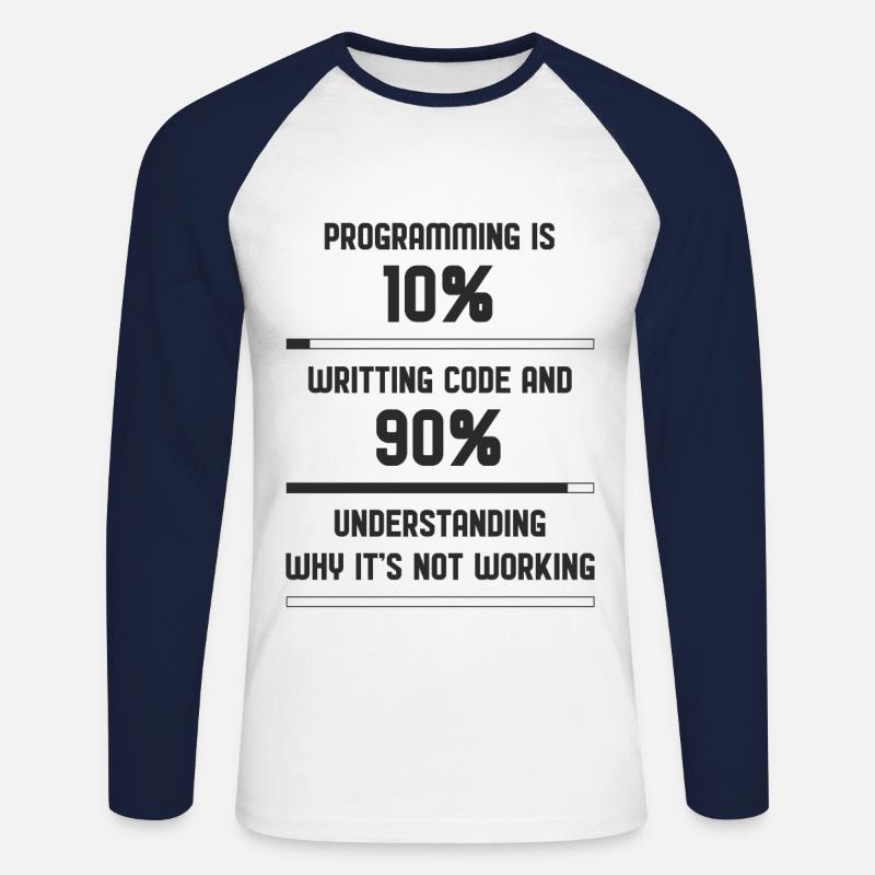 Code de programmation Funny - T-shirt baseball manches longues Homme - blanc/marine