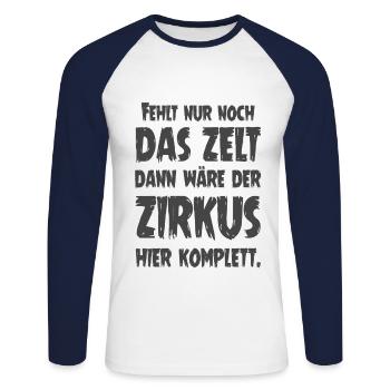Zirkus Lustig - Unisex Baseballshirt langarm - Weiß/Navy - Vorne - Nik (191cm)