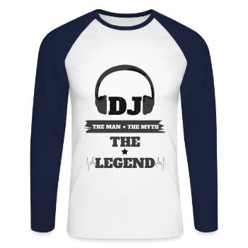 Dj homme mythe légende drôle - T-shirt baseball manches longues Homme - blanc/marine - Devant - Nik (191cm)