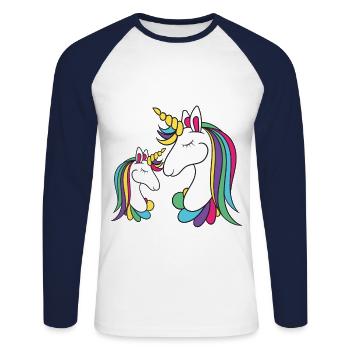 Unicorn mom & daughter - Unisex Long Sleeve Baseball T-Shirt - white/navy - Front - Nik (191cm)