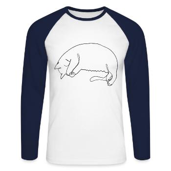 Cat cat sweet sweet lineart - Unisex Long Sleeve Baseball T-Shirt - white/navy - Front - Nik (191cm)