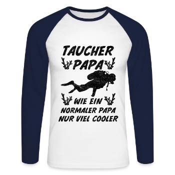 Taucher Papa Taucher Tauchsport Apnoetauchen - Unisex Baseballshirt langarm - Weiß/Navy - Vorne - Nik (191cm)