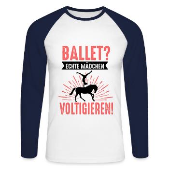 Voltigieren Voltigier Volti Pferdesport Reitsport - Unisex Baseballshirt langarm - Weiß/Navy - Vorne - Nik (191cm)