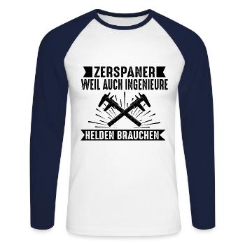 Zerspaner Zerspanungsmechaniker Dreher Fräser - Unisex Baseballshirt langarm - Weiß/Navy - Vorne - Nik (191cm)