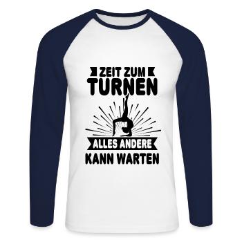 Turnen Turner Akrobat Gymnastik Turnhalle Geschenk - Unisex Baseballshirt langarm - Weiß/Navy - Vorne - Nik (191cm)