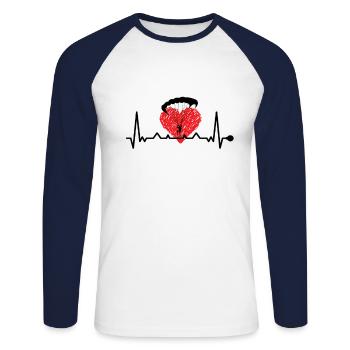 Paragliding heartbeat paragliding EKG pulse - Unisex Long Sleeve Baseball T-Shirt - white/navy - Front - Nik (191cm)