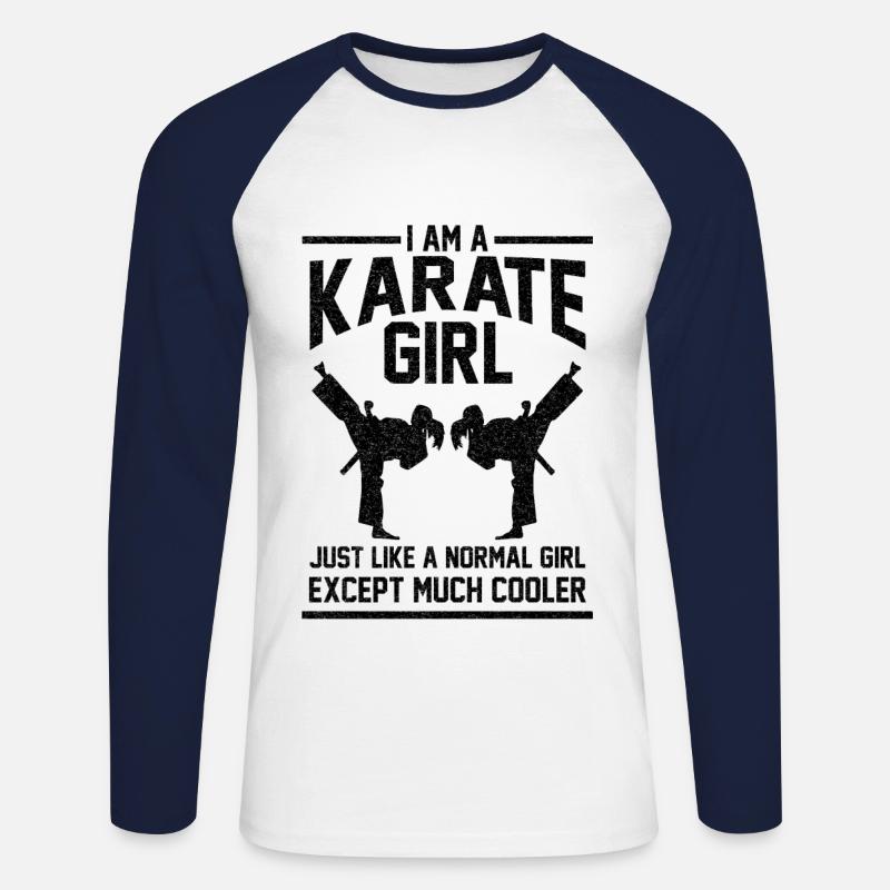 Karate Mädchen Geschenk - Unisex Baseballshirt langarm - Weiß/Navy