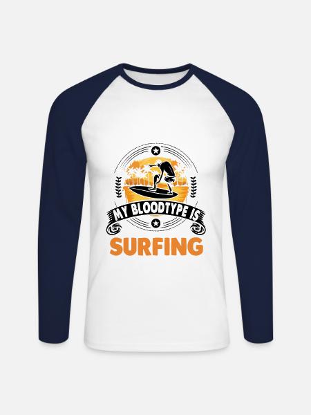 Surf Surf Surfer Gift - Unisex Long Sleeve Baseball T-Shirt - white/navy
