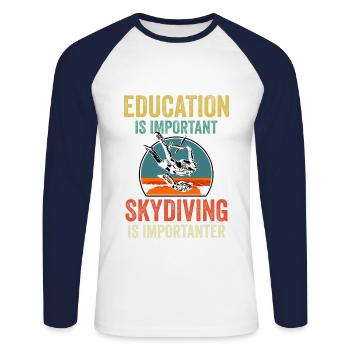 Parachutisme Skydive Parachutiste Gesc - T-shirt baseball manches longues Homme - blanc/marine - Devant - Nik (191cm)