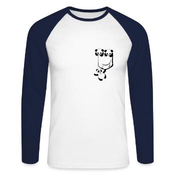Kawaii Cute Bear Funny Panda Animal In Pocket - Unisex Long Sleeve Baseball T-Shirt - white/navy - Front - Nik (191cm)