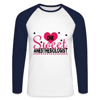 One Sweet Anesthesiologist Hearts Valentines Day - Unisex Baseballshirt langarm - Weiß/Navy - Vorne - Nik (191cm)