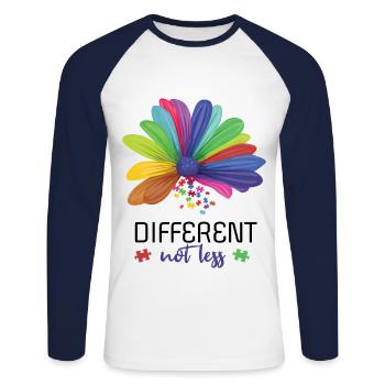 Different Not Less Flower April Autism Awareness - Unisex Baseballshirt langarm - Weiß/Navy - Vorne - Nik (191cm)