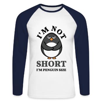 Funny Not Short Penguin Snow Cool Penguin - Unisex Long Sleeve Baseball T-Shirt - white/navy - Front - Nik (191cm)