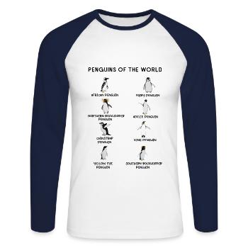 Cute Penguins Of World Penguin - Unisex Baseballshirt langarm - Weiß/Navy - Vorne - Nik (191cm)