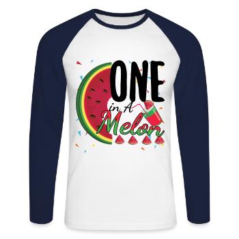 Beach 2022 One In Watermelon Tropical Hello Summer - Unisex Baseballshirt langarm - Weiß/Navy - Vorne - Nik (191cm)