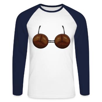 Plage 2022 Tropical Coconut Été - T-shirt baseball manches longues Homme - blanc/marine - Devant - Nik (191cm)