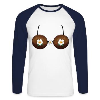 Beach 2022 Tropical Coconut Bra Summer - Unisex Baseballshirt langarm - Weiß/Navy - Vorne - Nik (191cm)