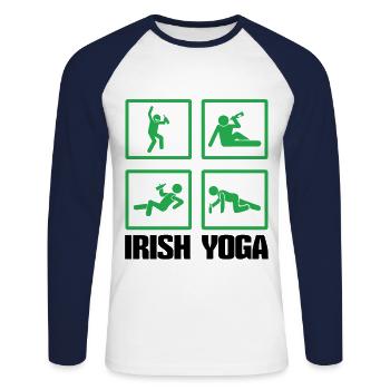 Relax Yoga Temps Mandala Méditez Drunk Irish Yoga - T-shirt baseball manches longues Homme - blanc/marine - Devant - Nik (191cm)