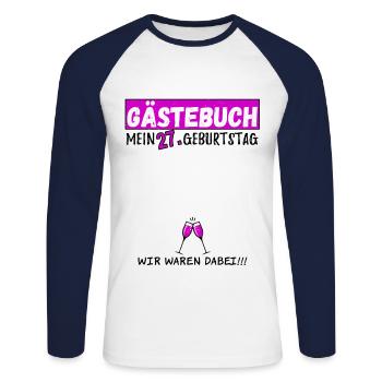 27. Geburtstag Gästebuch 27 Jahre - Unisex Baseballshirt langarm - Weiß/Navy - Vorne - Nik (191cm)