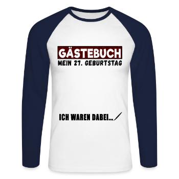 27. Geburtstag Gästebuch 27 Jahre - Unisex Baseballshirt langarm - Weiß/Navy - Vorne - Nik (191cm)
