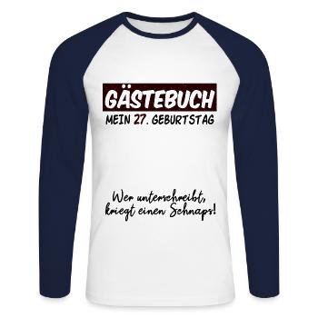 27. Geburtstag 27 Jahre Geburtstagsgeschenk - Unisex Baseballshirt langarm - Weiß/Navy - Vorne - Nik (191cm)