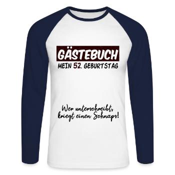 52. Geburtstag 52 Jahre Geburtstagsgeschenk - Unisex Baseballshirt langarm - Weiß/Navy - Vorne - Nik (191cm)