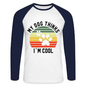 My Dog Things In Cool Dog - Unisex Long Sleeve Baseball T-Shirt - white/navy - Front - Nik (191cm)