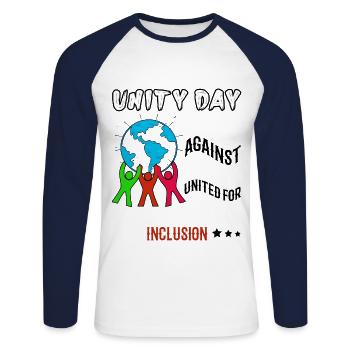 Against Bullying Kindness Awareness Unity Day - Unisex Long Sleeve Baseball T-Shirt - white/navy - Front - Nik (191cm)