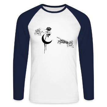 Occult Art Rose Moon Goth Gothic Halloween - Unisex Baseballshirt langarm - Weiß/Navy - Vorne - Nik (191cm)