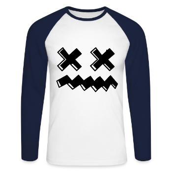 Tired Pumpkin Head Pumpkin Face Halloween - Unisex Baseballshirt langarm - Weiß/Navy - Vorne - Nik (191cm)
