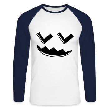 Kawaii Pumpkin Head Pumpkin Face Halloween - Unisex Baseballshirt langarm - Weiß/Navy - Vorne - Nik (191cm)