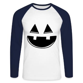 Cute Pumpkin Head Pumpkin Face Halloween - Unisex Baseballshirt langarm - Weiß/Navy - Vorne - Nik (191cm)