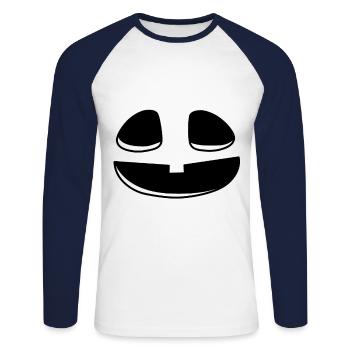 Smile Pumpkin Head Pumpkin Face Halloween - Unisex Baseballshirt langarm - Weiß/Navy - Vorne - Nik (191cm)