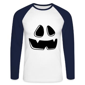 Adorable Pumpkin Head Pumpkin Face Halloween - Unisex Baseballshirt langarm - Weiß/Navy - Vorne - Nik (191cm)