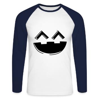 Happy Pumpkin Head Pumpkin Face Halloween - Unisex Baseballshirt langarm - Weiß/Navy - Vorne - Nik (191cm)