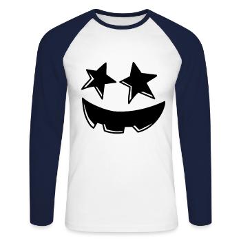 Star Pumpkin Head Pumpkin Face Halloween - Unisex Baseballshirt langarm - Weiß/Navy - Vorne - Nik (191cm)