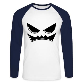 Angry Pumpkin Head Pumpkin Face Halloween - Unisex Baseballshirt langarm - Weiß/Navy - Vorne - Nik (191cm)