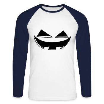 Grin Pumpkin Head Pumpkin Face Halloween - Unisex Baseballshirt langarm - Weiß/Navy - Vorne - Nik (191cm)