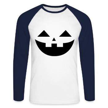 Smiling Pumpkin Face Pumpkin Head Halloween - Unisex Baseballshirt langarm - Weiß/Navy - Vorne - Nik (191cm)