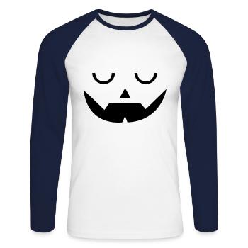 Sleep Pumpkin Face Pumpkin Head Halloween - Unisex Baseballshirt langarm - Weiß/Navy - Vorne - Nik (191cm)