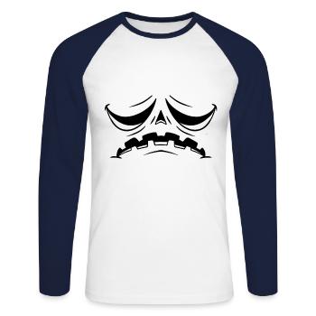 Sad Pumpkin Face Pumpkin Head Halloween - Unisex Baseballshirt langarm - Weiß/Navy - Vorne - Nik (191cm)