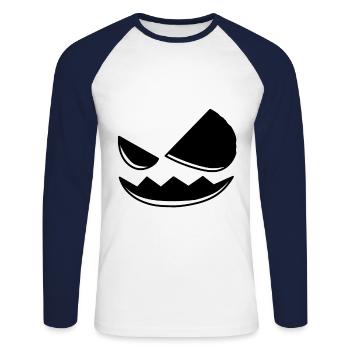 Smirk Pumpkin Head Pumpkin Face Halloween - Unisex Baseballshirt langarm - Weiß/Navy - Vorne - Nik (191cm)